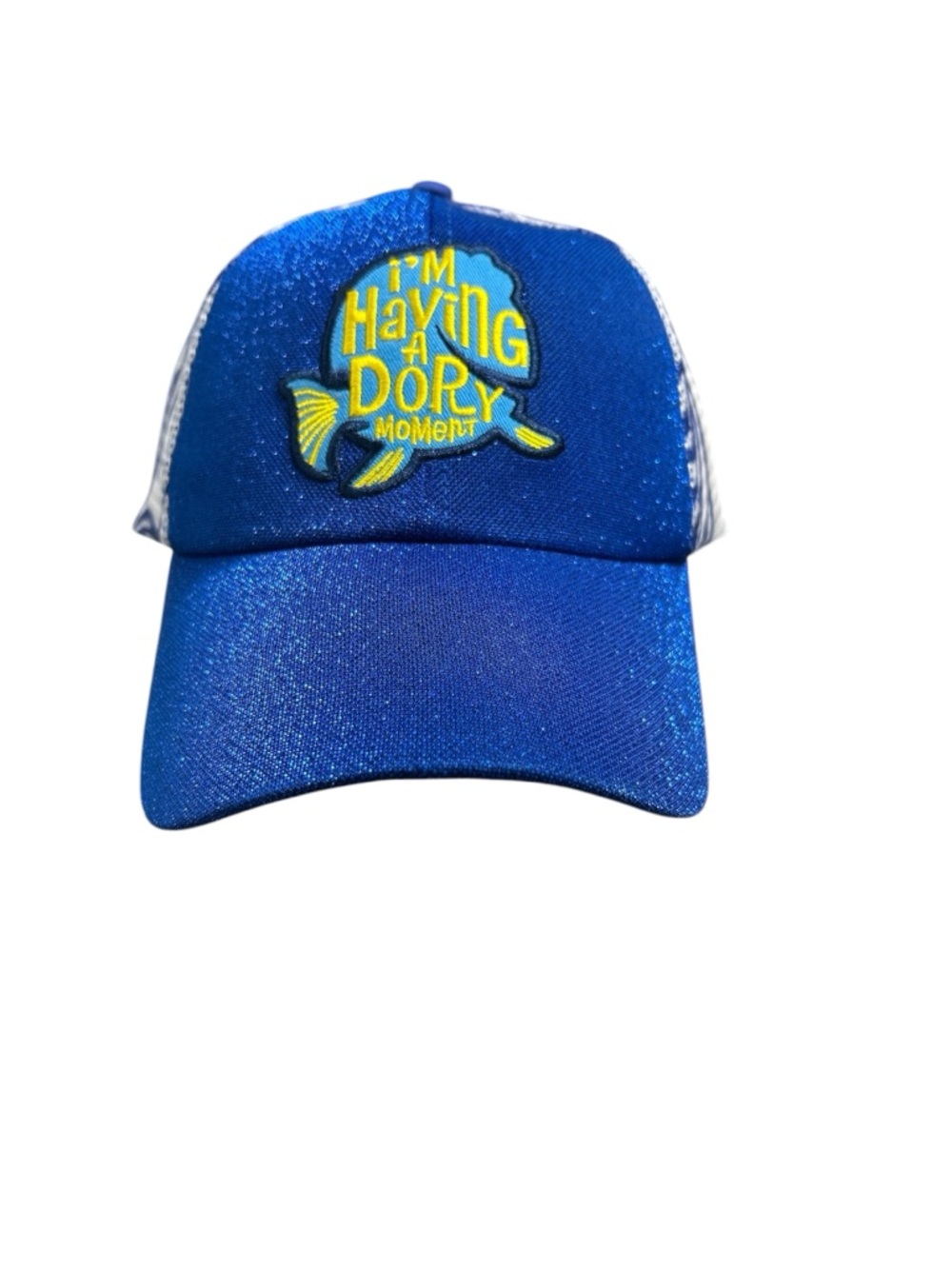 Disney Blue 'I'm Having a Dory Moment' Glitter Trucker Hat